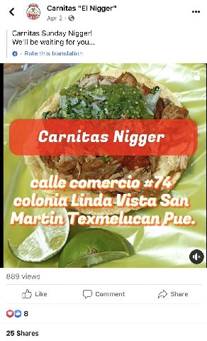 Carnitas Nigger" Арг 2 Carnitas Sunday Nigger! We'll be waiting for you... Rate this translation 4 Carnitas Nigger Vista 889 views Like Comment Share 25 Shares