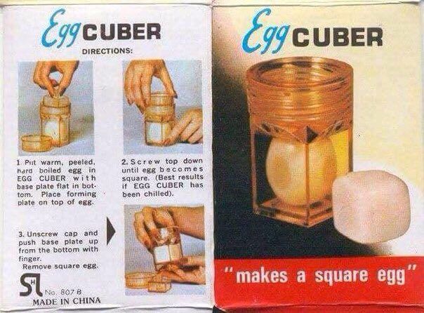 1 СУСУВЕВ warm, top down herd boiled egg in until egg becomes EGG СОВЕК. with square. (Best results base plate bot- if EGG CUBER has tom. Place forming’ been chilled). top. of egg. cap and 4 push базе