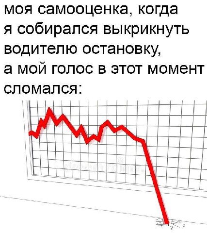 моя самооценка, когда я собирался выкрикнуть водителю остановку, а мои голос в этот момент сломался eel