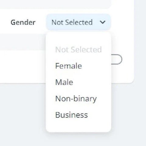 Gender Not Selected Female Мае Non-binary Business