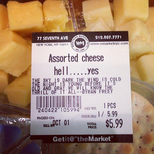 77 SEVENTH AVE 212.807.7771 NEW YORK, 10011 www, Assorted cheese hel yes ARK THE ORE А PCS 5.99 PACKED ON: 7 01 $5.99 Market