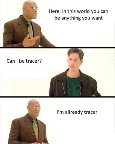 Here, this world you can be anything you want Can be tracer? allready tracer