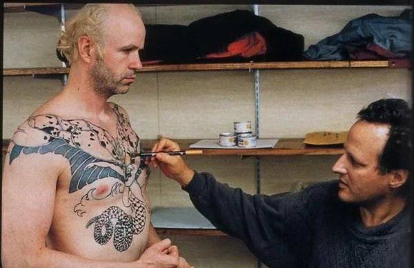 Майкл Манн и Том Нунен во время съемок Охотника на людей