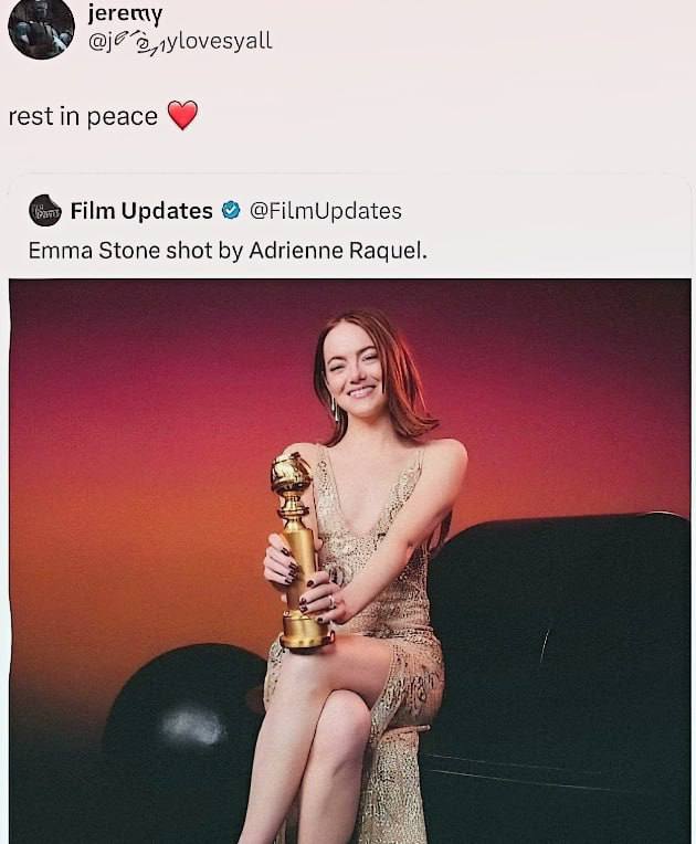 jereray ,ylovesyall rest in peace Film Updates @FilmUpdates Emma Stone shot Adrienne Raquel. at