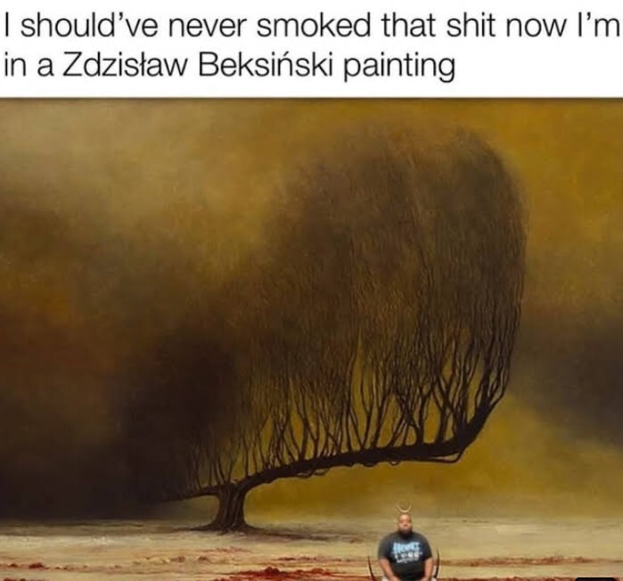 should’ve never smoked that shit now in a Zdzistaw Beksinski painting хаб