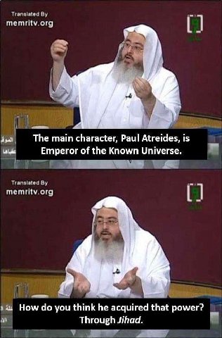 Translated memritv.org i iN 4 The тат character, Paul Atreides, is Emperor of the Known Universe. memritv.org ‘4 и How you think he acquired that power? a Through Jihad.