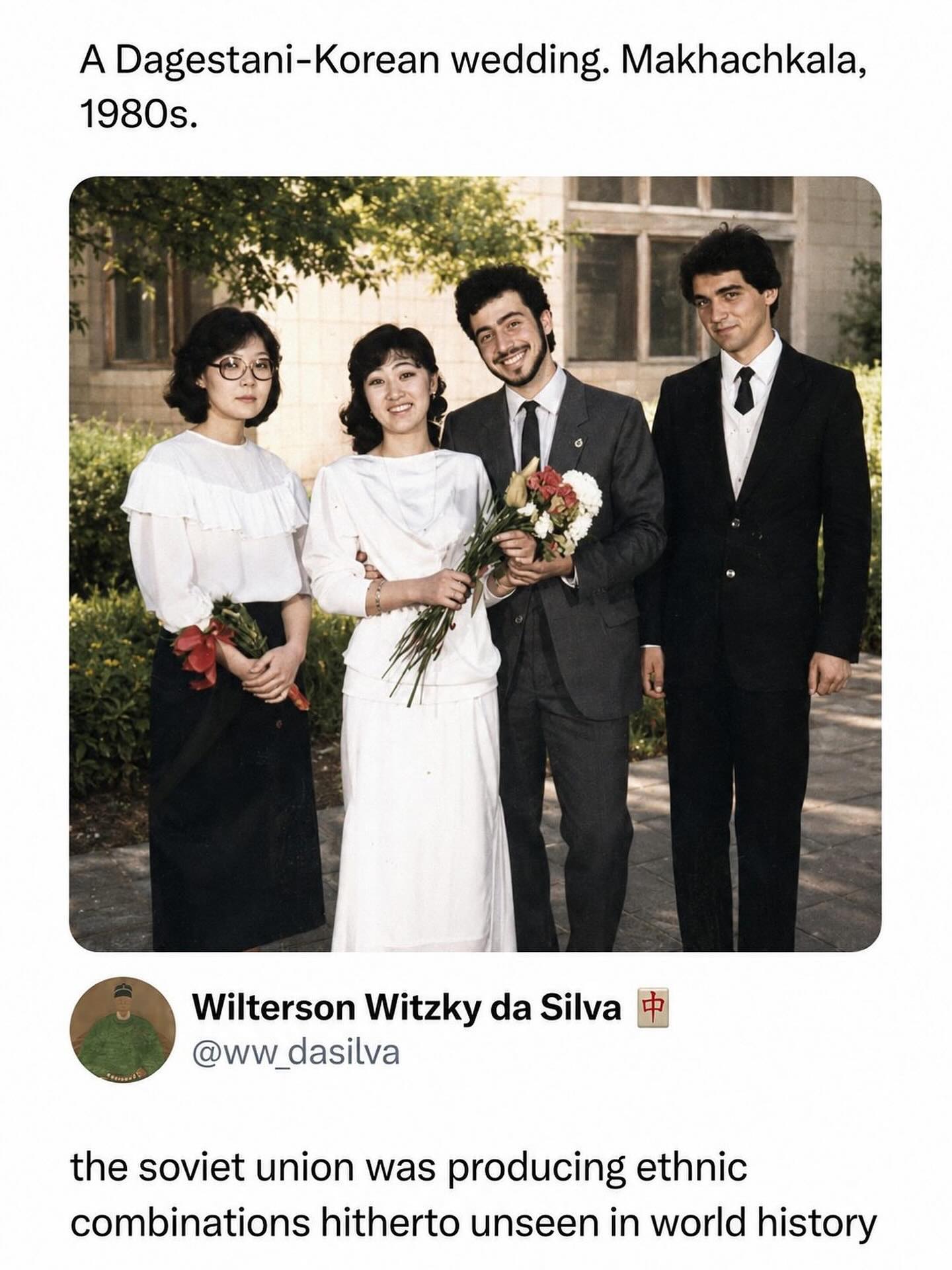 A Dagestani-Korean wedding. Makhachkala A Wilterson Witzky Silva dasilva the soviet union was producing ethnic combinations hitherto unseen in world history