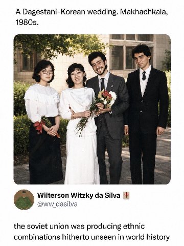 A Dagestani-Korean wedding. Makhachkala A Wilterson Witzky Silva dasilva the soviet union was producing ethnic combinations hitherto unseen in world history