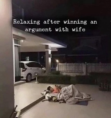 Relaxing after winning argument with wife