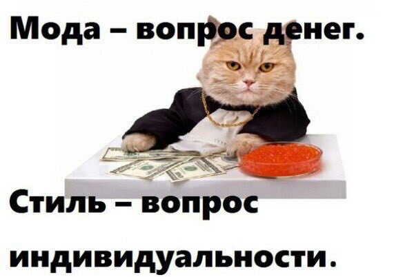 Мода вопрос денег. Стиль вопрос индивидуальности.