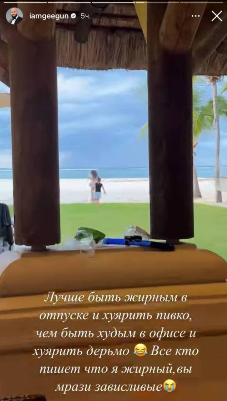 iamgeegun Лучше быть жирным в отпуске и хуярить пивко, чем быть худым в офисе и хуярить дерьмо Все кто пишет что я жирный, вы мрази зависливые®