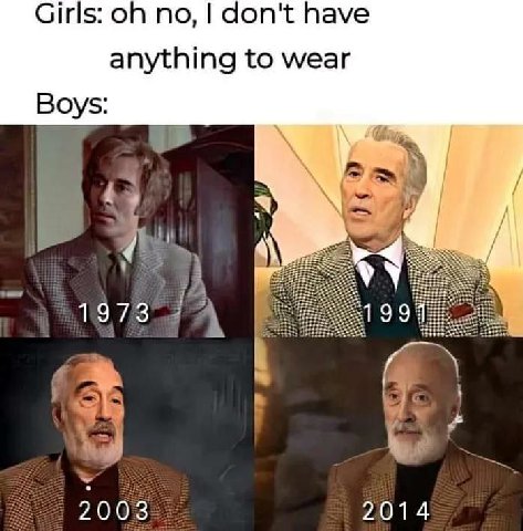 Girls: no, don't have anything to wear Boys: 1973- 199 2014