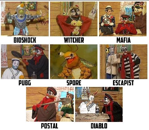ied WITCHER MAFIA (63) а PUBG SPORE ESCAPIST POSTAL DIABLO