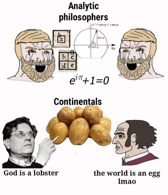 Analytic philosophers God is a lobster the world is an egg mao