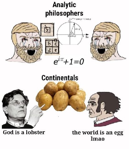 Analytic philosophers God is a lobster the world is an egg mao