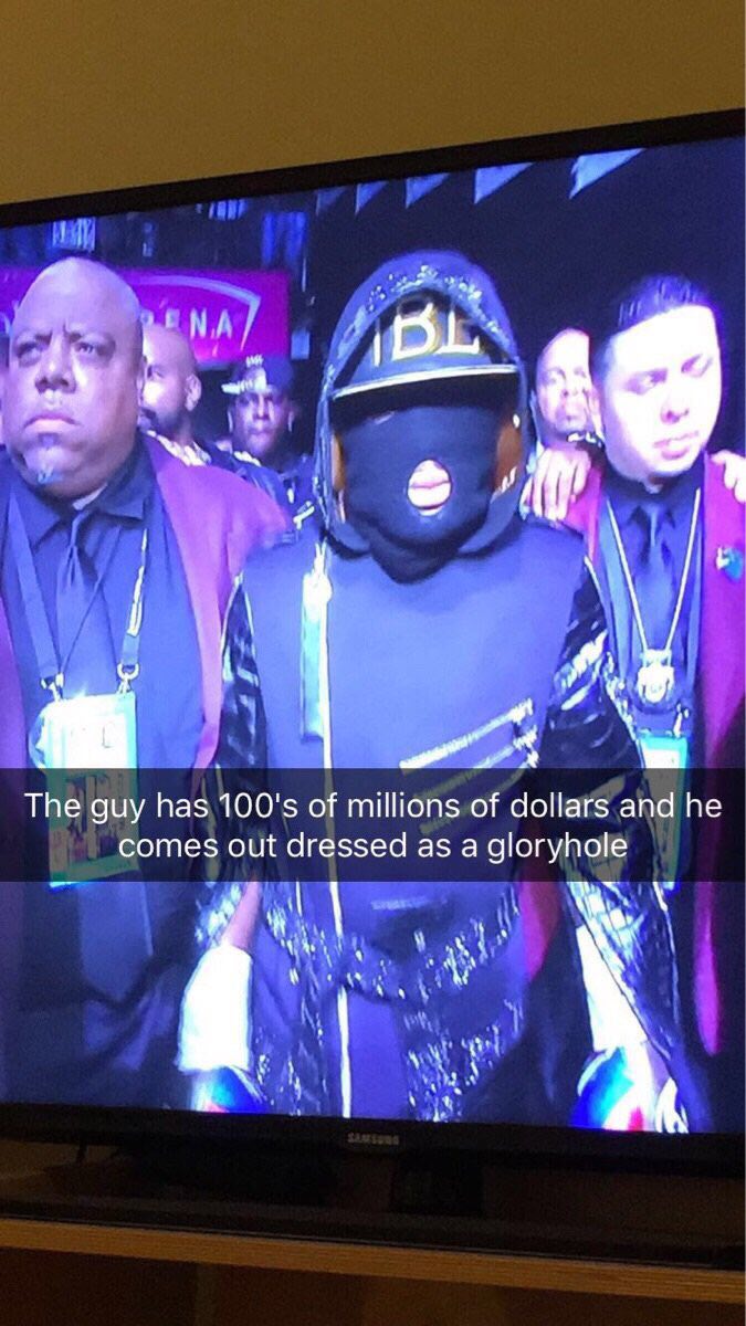 The guy has 100'$ of millions of dollars and he comes out dressed as a gloryhole у
