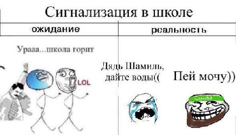 Сигнализация в школе ожидание реальность горит Дяд Шамиль, дайте воды(( Пей мочу)) и