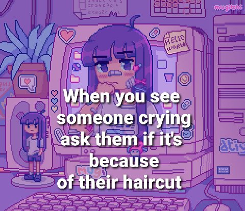 When you see someone crying ask them if it's because of their haircut