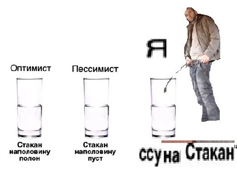 я Оптимист Пессимист 7 такан наполовину наполовину полон пуст ссуна на