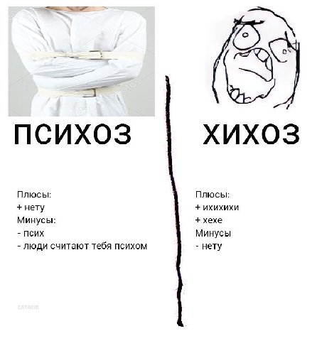 ПСИХОЗ ХИХОЗ Плюсы: Плюсы: ихихихи нету Минусы: хехе ПСИХ Минусы люди считают тебя психом нету