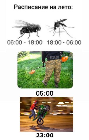 Расписание на лето 06:00 18:00 18:00 06:00 05 00 23 00