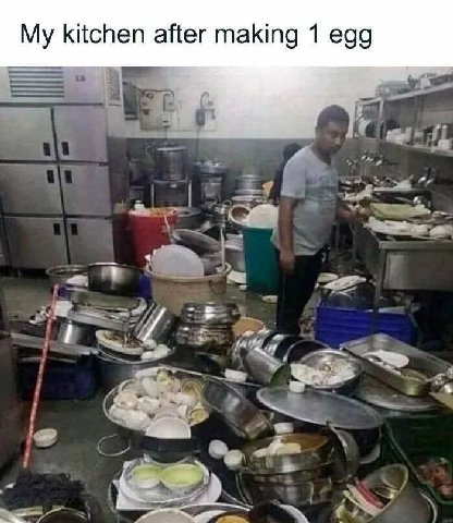 My kitchen after making 1 egg