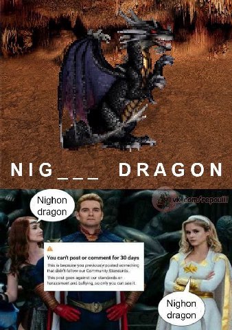 ОКАСОМ МЕС Nighon dragon You cant post or comment for 30 days This is because you previously posted somathing a that didn't follow our Community Standards. This post goes againat our standards on hara