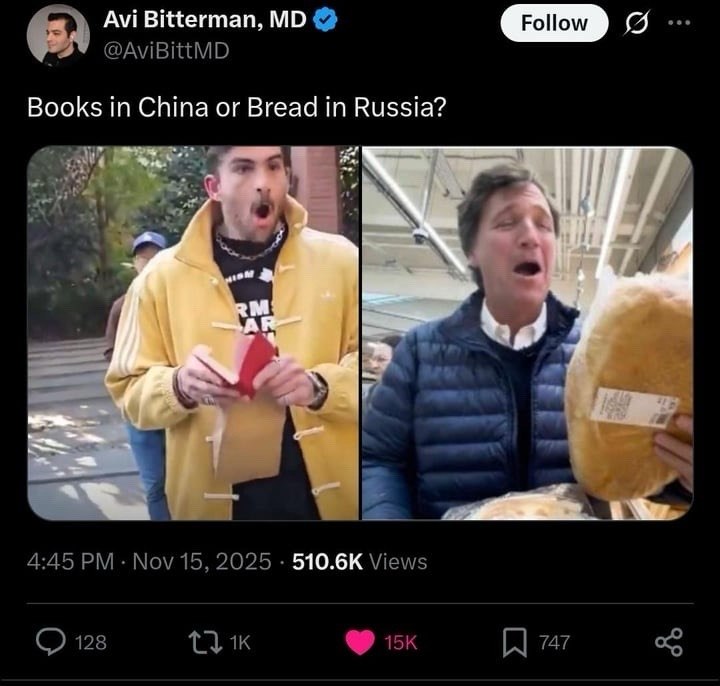 Avi Bitterman, о @AviBittMD Books in China or Bread in Russia? are 4:45 Nov 15, 2025 Views 128 747