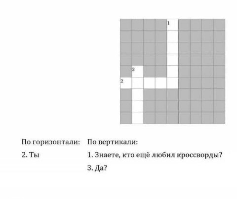 a По горизонтали: По вертикали: 2.Ты 1. Знаете, кто ещё любил кроссворды? 3. Да?