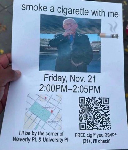Smoke а Cigarette with me Friday, Nov. 21 2:00РМ-2:05РМ PLS bythe cornerof cig if you Waverly University (21+, I'll check)