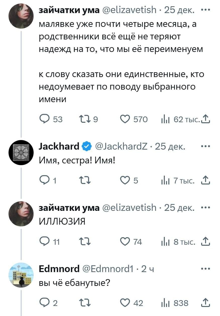зайчатки ума @elizavetish 25 дек. малявке уже почти четыре месяца, а родственники всё ещё не теряют надежд на то, что мы её переименуем к слову сказать они единственные, кто недоумевает по поводу выбр