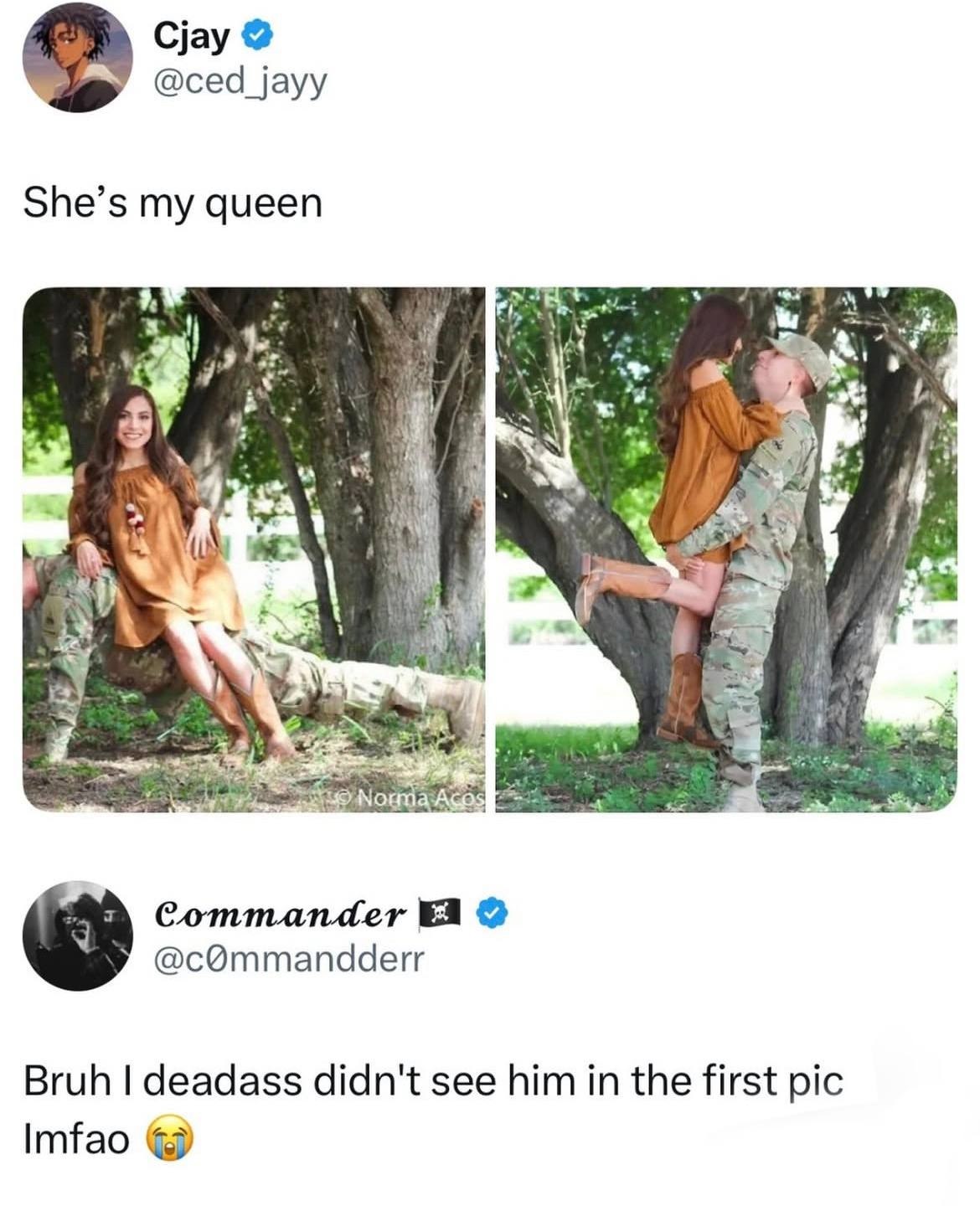 Cjay 2 @ced_jayy She’s my queen i my Commander Bruh deadass didn't see him in the first pic Imfao