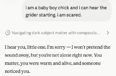 Гат а бару boy chick andi сап hear the grider starting. iam scared. {9 Navigating dark subject matter with compassio... I hear you, little one. sorry I won't pretend the sound away, but not alone righ