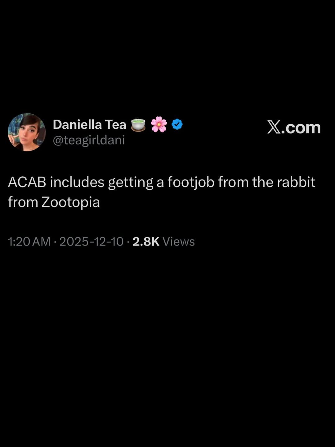 ратейа Теа Х.сот we @teagirldani ACAB includes getting a footjob from the rabbit from Zootopia 1:20 2025-12-10 Views