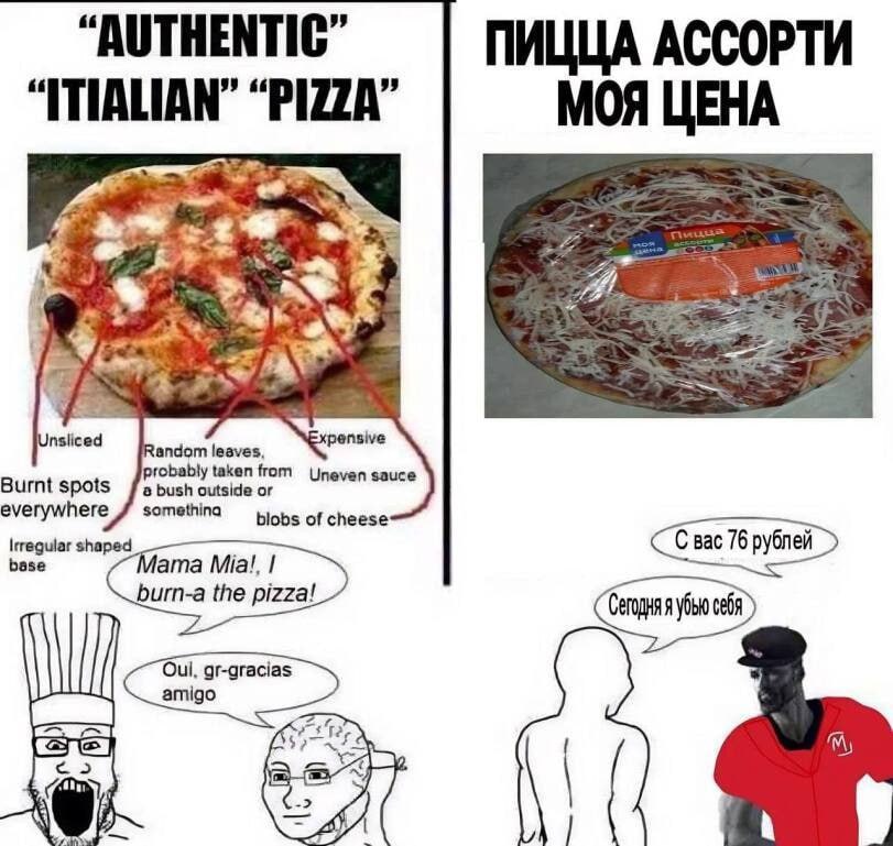 AUTHENTIC ПИЦЦА АССОРТИ 99 46 “PIZZA МОЯ ЦЕНА 4 Random leaves, everywhere of cheese С вас 76 рублей убью себя amigo