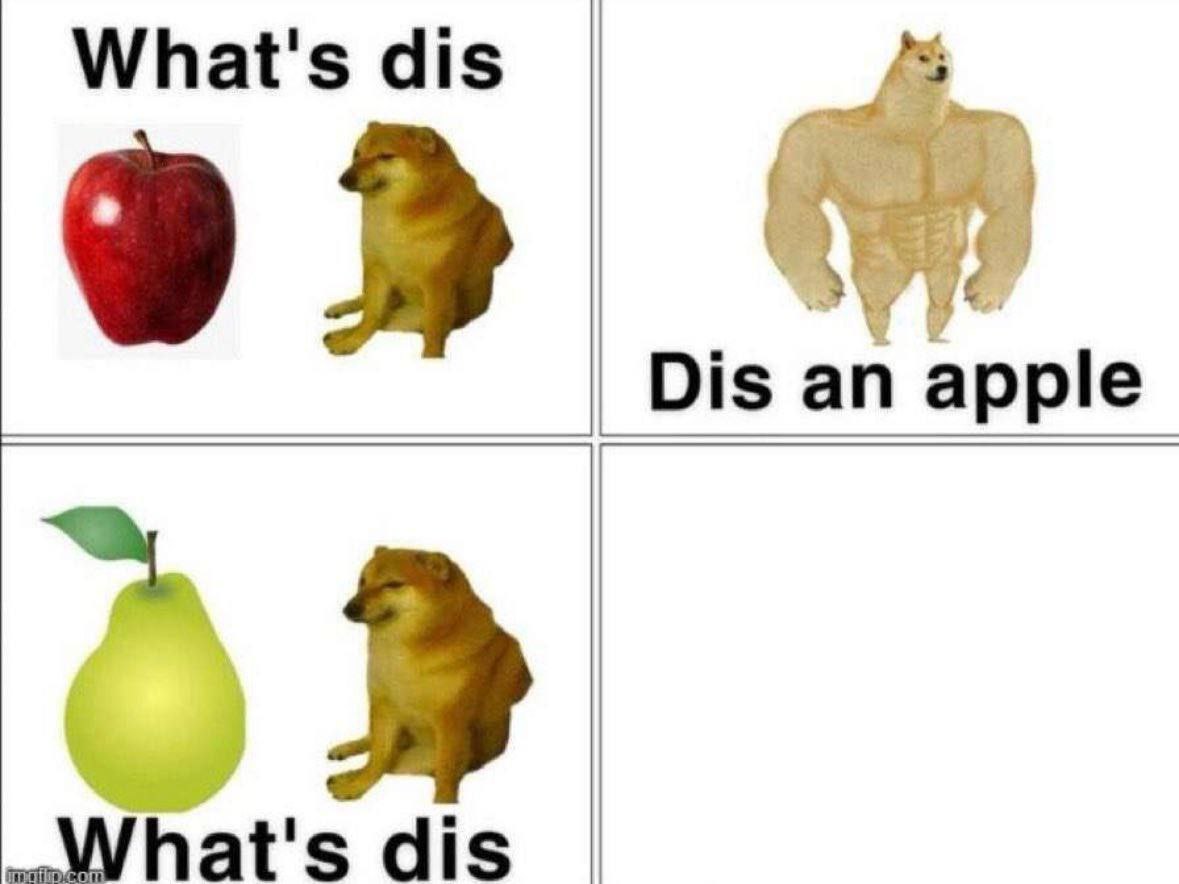 What's dis Dis an apple What's dis