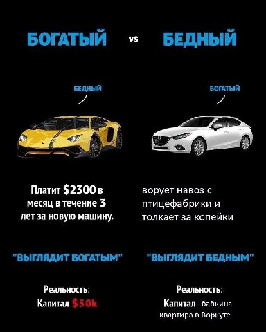 БОГАТЫЙ БЕДНЫЙ БЕДНЫЙ БОГАТЫЙ 93} Платит $23008 ворует навоз с месяц в течение 3 птицефабрики и лет за новую машину. толкает за копейки "ВЫГЛЯДИТ БОГАТЫМ" "ВЫГЛЯДИТ БЕДНЫМ" Реальность: Реальность: Кап