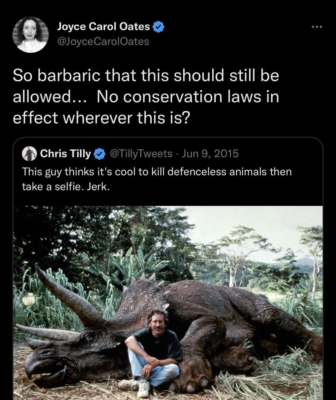 Carol Oates So barbaric that this should still be allowed... No conservation laws in effect wherever this is? Chris Tilly This guy thinks it's соо! to kill defenceless animals then take a selfie. Jerk
