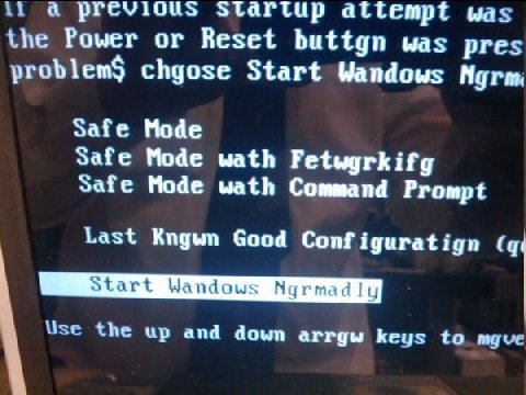 it а previous Startup attempt was the Power or Reset buttgn was pres chgose Start Wandows Ngrm Safe Mode Safe Mode wath Fetwgrkifg Safe Mode wath Command Prompt Last Kngwn Good Conf iguratign к Use th