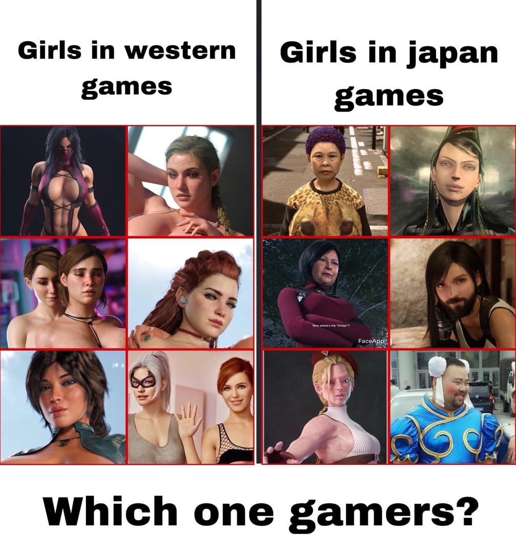 Girls in western Girls in japan games games 3 Which one gamers?