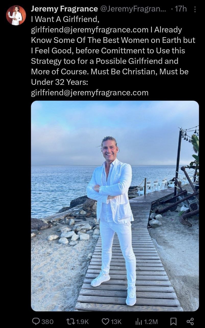 Jeremy Fragrance @JeremyFragran... Want A Girlfriend, girlfriend@jeremyfragrance.com Already Know Some Of The Best Women on Earth but Feel Good, before Comittment to Use this Strategy too for a Possib