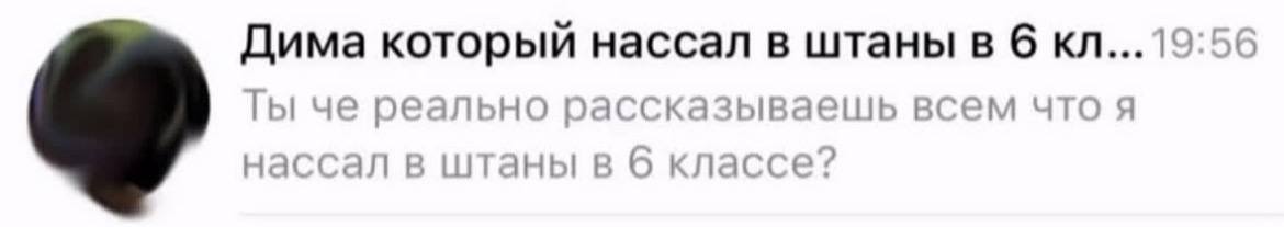 Дима который нассал в штаны в 6 че реально рассказываешь всем что я нассал в штаны в классе:
