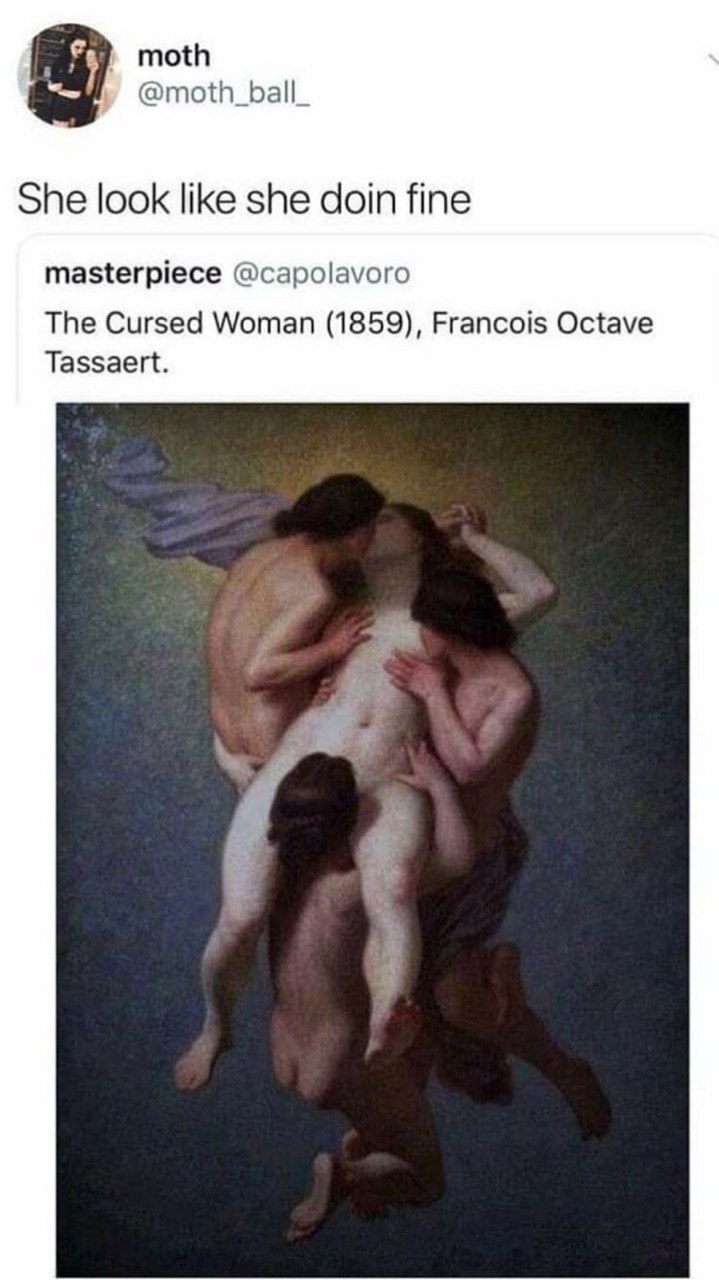 moth @moth_ball_ She look like she doin fine masterpiece @capolavoro The Cursed Woman (1859), Francois Octave Tassaert.