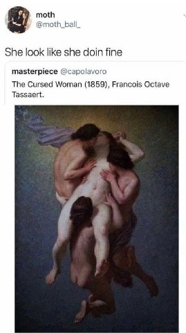 moth @moth_ball_ She look like she doin fine masterpiece @capolavoro The Cursed Woman (1859), Francois Octave Tassaert.
