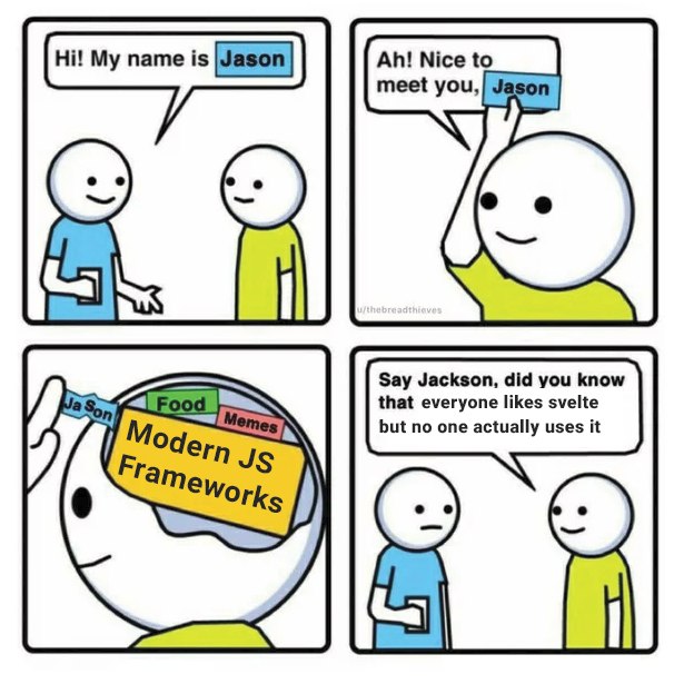 НИ My name is meet you Say Jackson, did you know that everyone likes svelte but no one actually uses it Fra