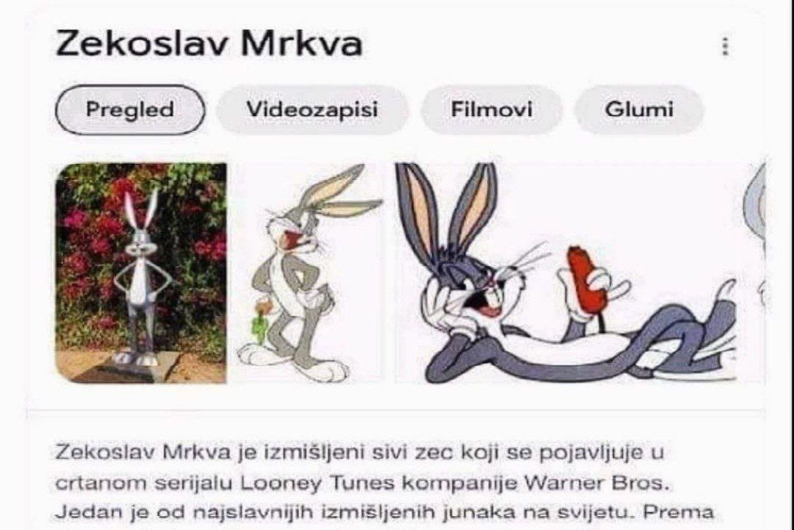 Zekoslav Mrkva Pregled Videozapisi Filmovi Glumi A 7 Zekosiav Mrkva izmiSijeni sivi zec koji pojavijuje и crtanom serijaiu Looney Tunes kompanije Warner Bros. Jedan junaka svijetu. Prema
