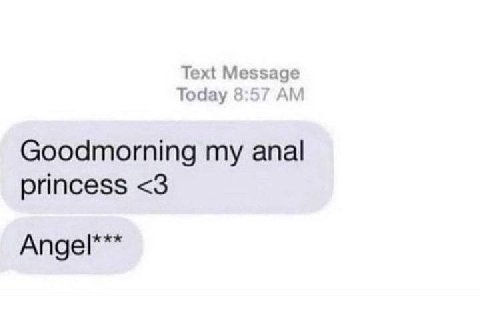 Text Message Today 8:57 Goodmorning my anal princess <3 Angel***