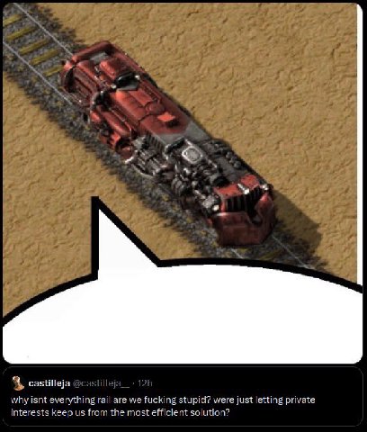 castilleja why isnt everything rail are we fucking stupid? were just letting private interests keep from the most efficient solution?