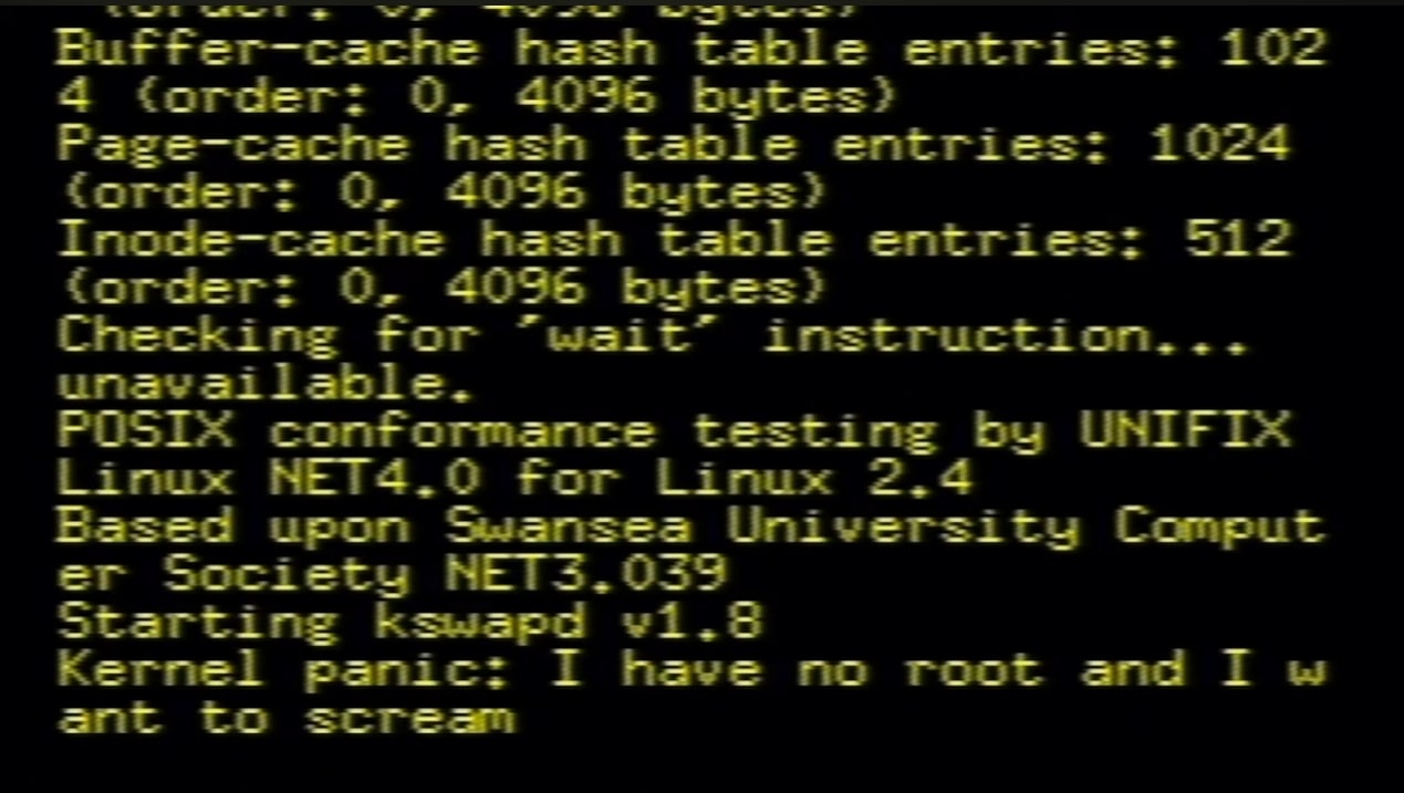 “hash table entries: 102 4 Corder: 0, 4096 table 1024 4096 butes Inode-cache hash table entrics: 512 forder: о. 4096 Checking for “wait imstruction... POSIX conformance testing UNIFIX Linux NET4 for L