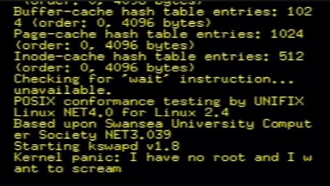 “hash table entries: 102 4 Corder: 0, 4096 table 1024 4096 butes Inode-cache hash table entrics: 512 forder: о. 4096 Checking for “wait imstruction... POSIX conformance testing UNIFIX Linux NET4 for L